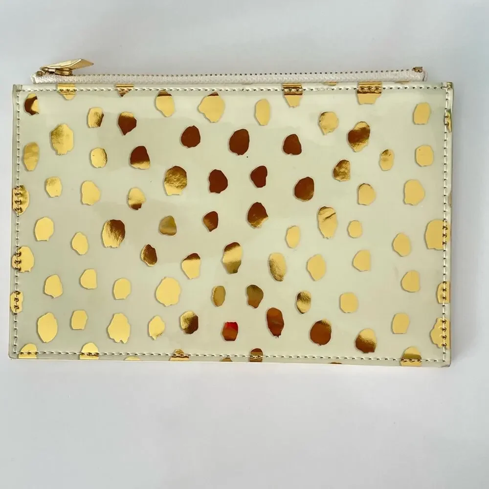 Kate Spade New York Flamingo Dot Gold Pencil Pouch